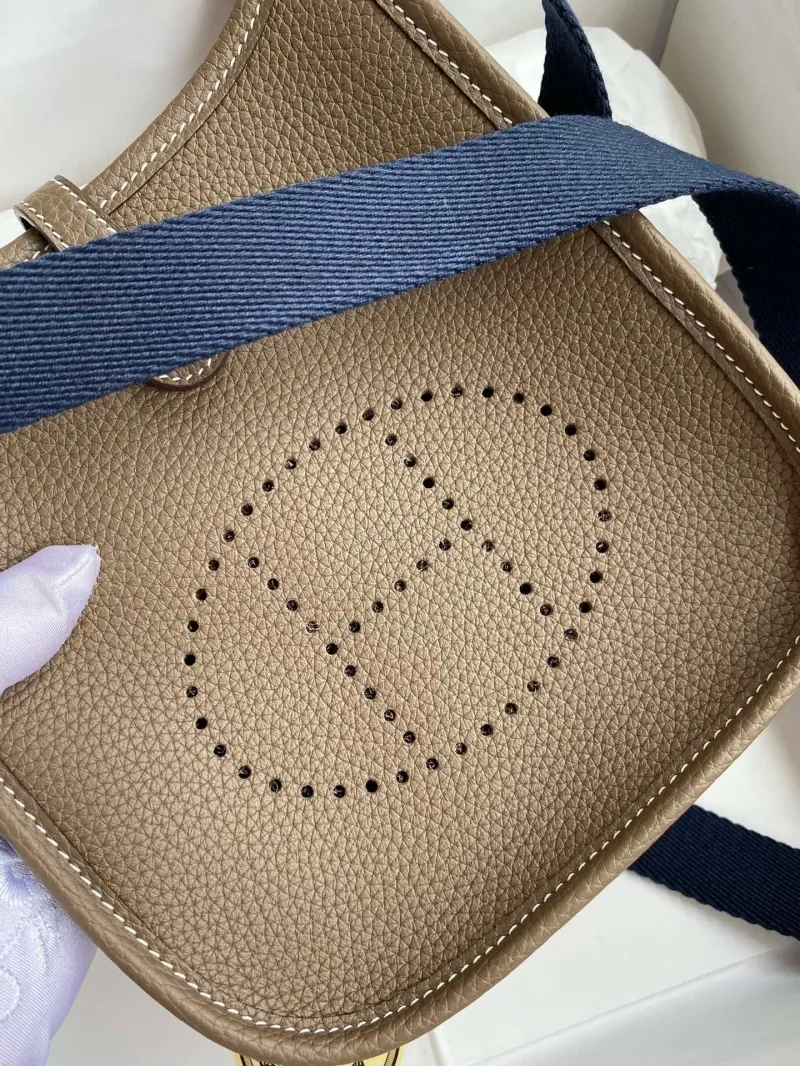 Hermes Taupe Leather Crossbody Satchel Bag 162 - Image 3