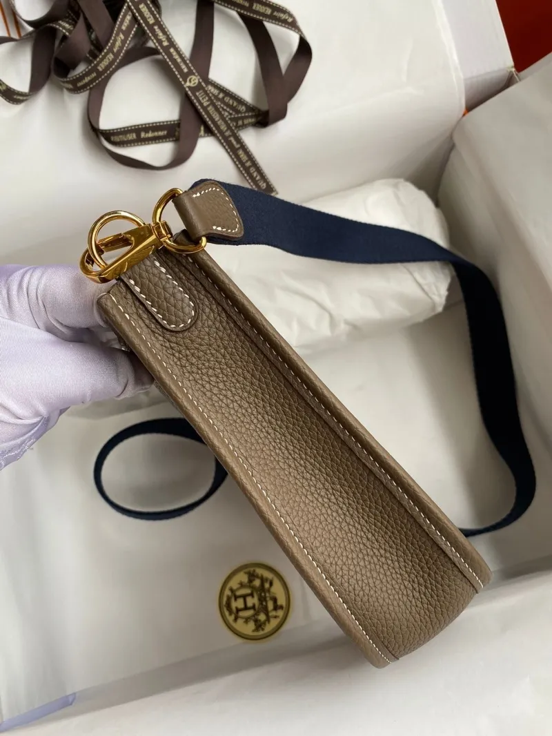 Hermes Taupe Leather Crossbody Satchel Bag 162 - Image 5