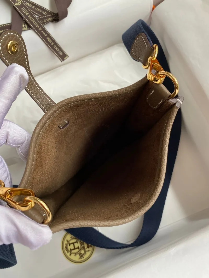 Hermes Taupe Leather Crossbody Satchel Bag 162 - Image 8