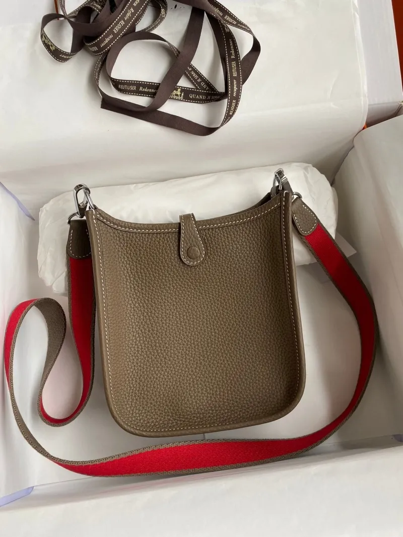 Alternative view of Hermes Taupe Leather Crossbody Satchel Bag 163
