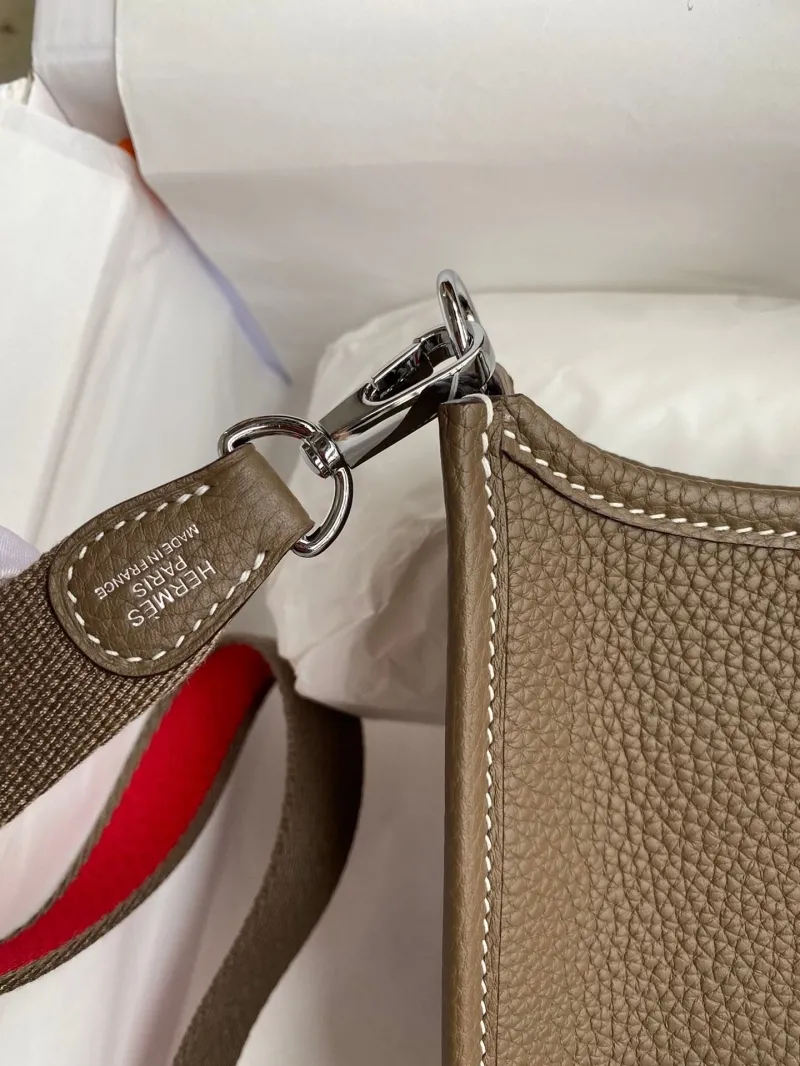 Hermes Taupe Leather Crossbody Satchel Bag 163 - Image 5