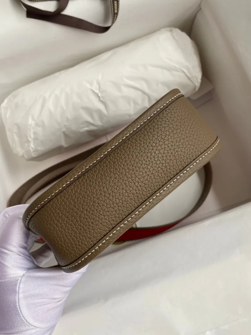 Hermes Taupe Leather Crossbody Satchel Bag 163 - Image 7