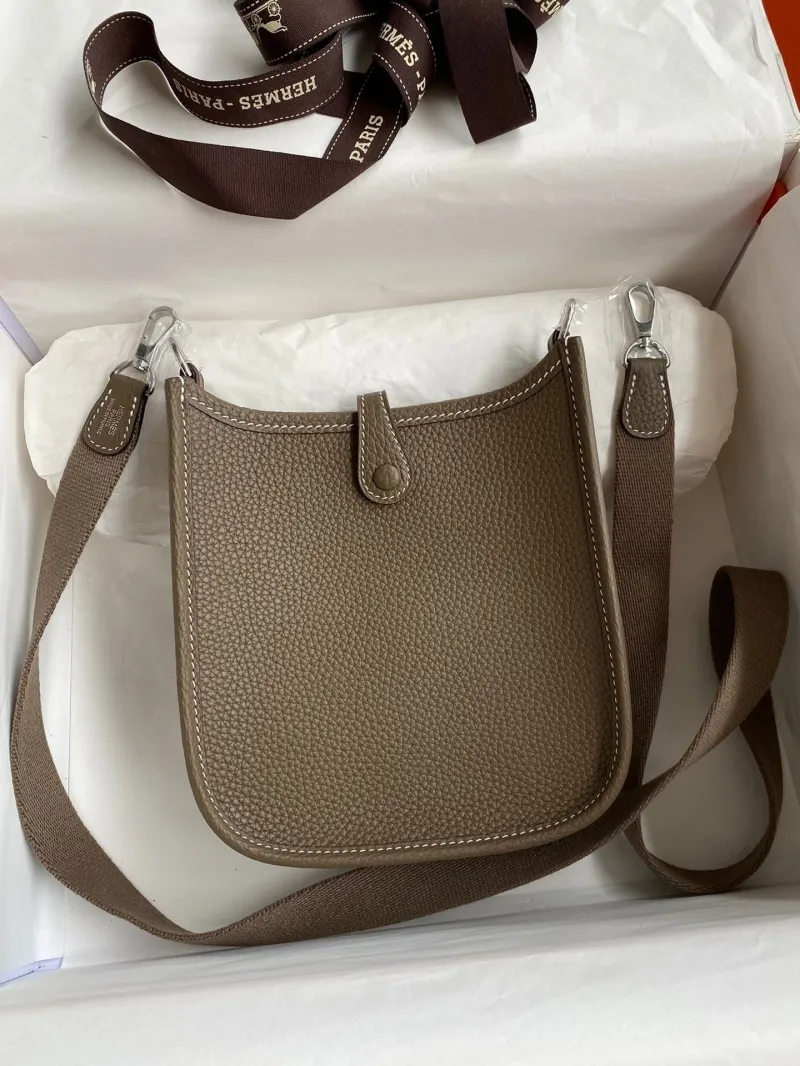 Alternative view of Hermes Taupe Crossbody Satchel Bag 164
