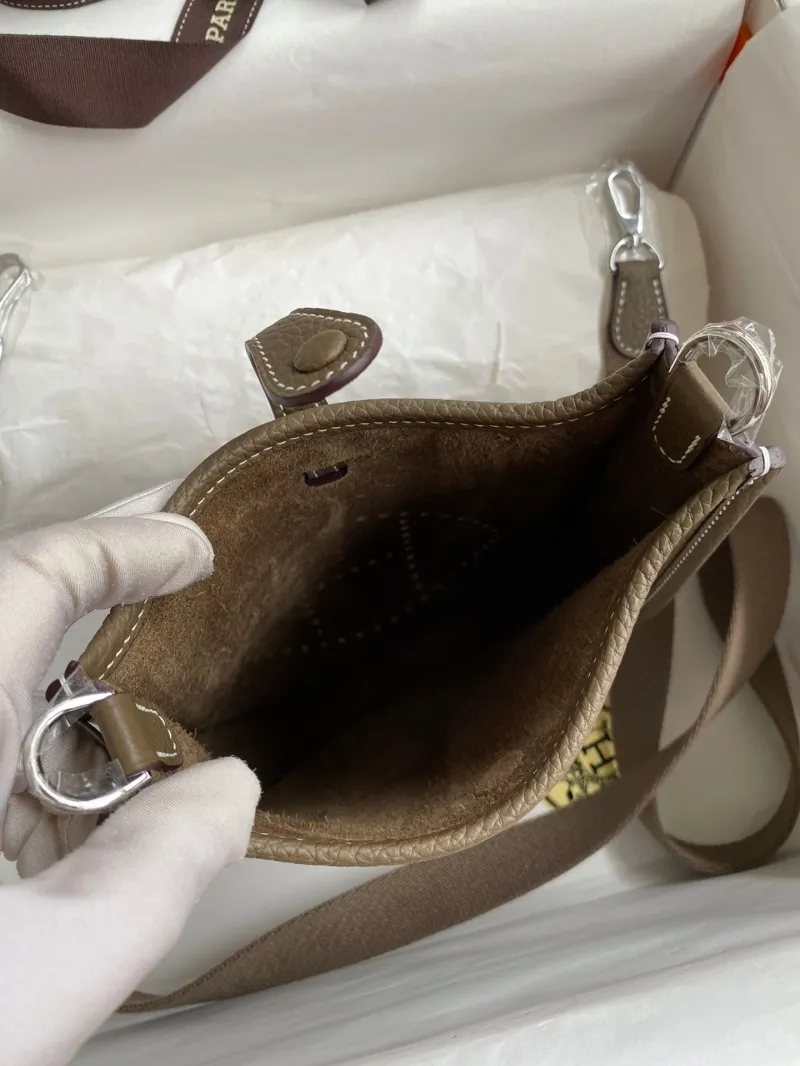 Hermes Taupe Crossbody Satchel Bag 164 - Image 9