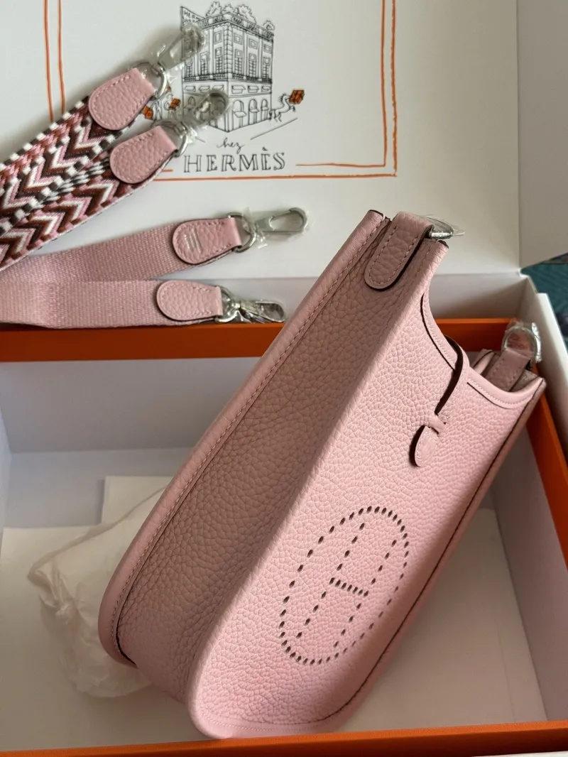Alternative view of Hermes Pink Leather Crossbody Satchel Bag 166