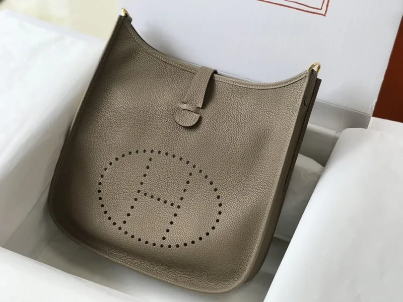 Alternative view of Hermes Taupe Leather Satchel Bag