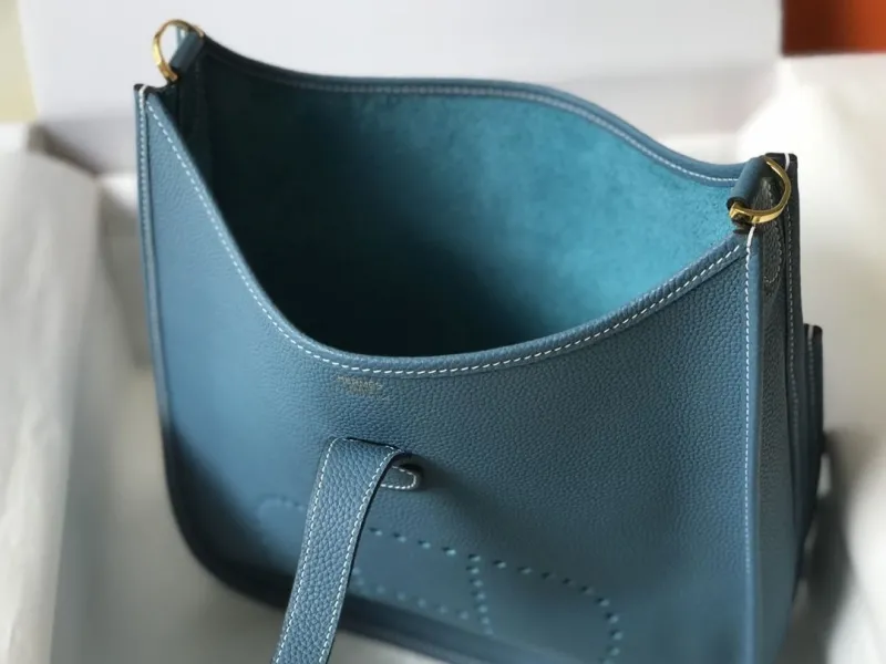 Hermes Blue Leather Shoulder Satchel Bag 170 - Image 8