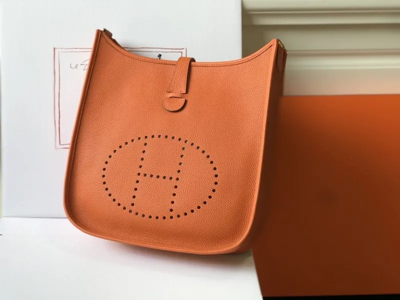 Hermes Orange Leather Crossbody Satchel Bag 171