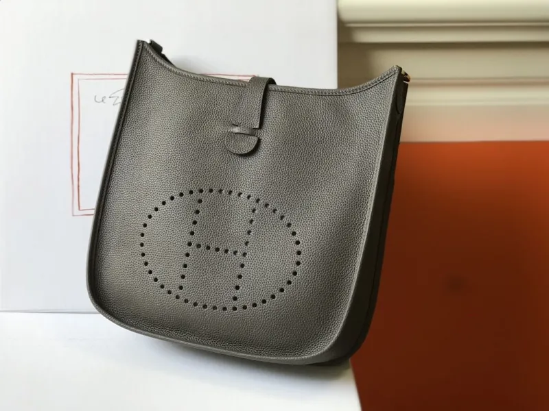 Hermes Gray Leather Crossbody Satchel Bag 173