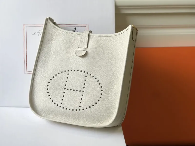 Hermes Off White Leather Satchel Bag 175