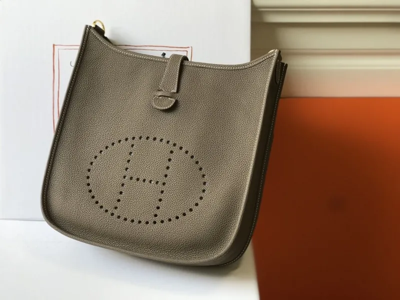 Hermes Taupe Leather Satchel Bag 176