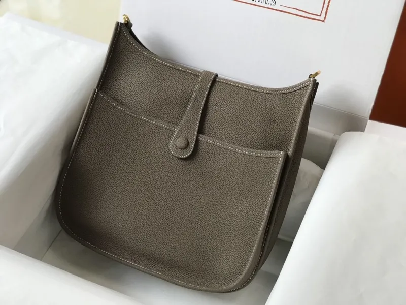 Hermes Taupe Leather Satchel Bag 176 - Image 3