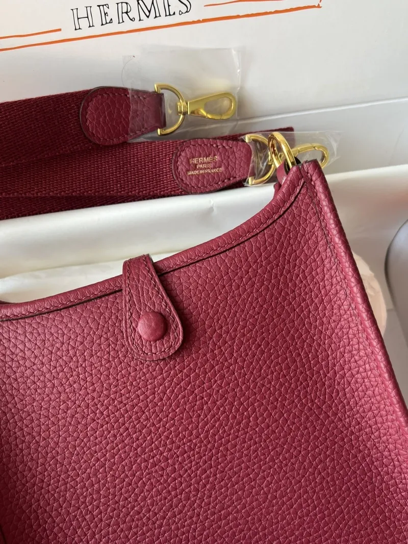 Hermes Burgundy Leather Crossbody Satchel Bag - Image 6