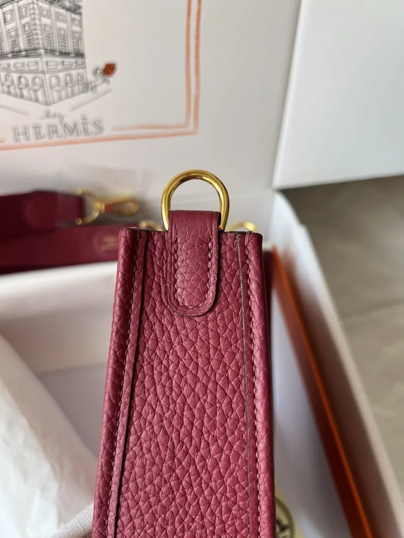 Hermes Burgundy Leather Crossbody Satchel Bag - Image 7