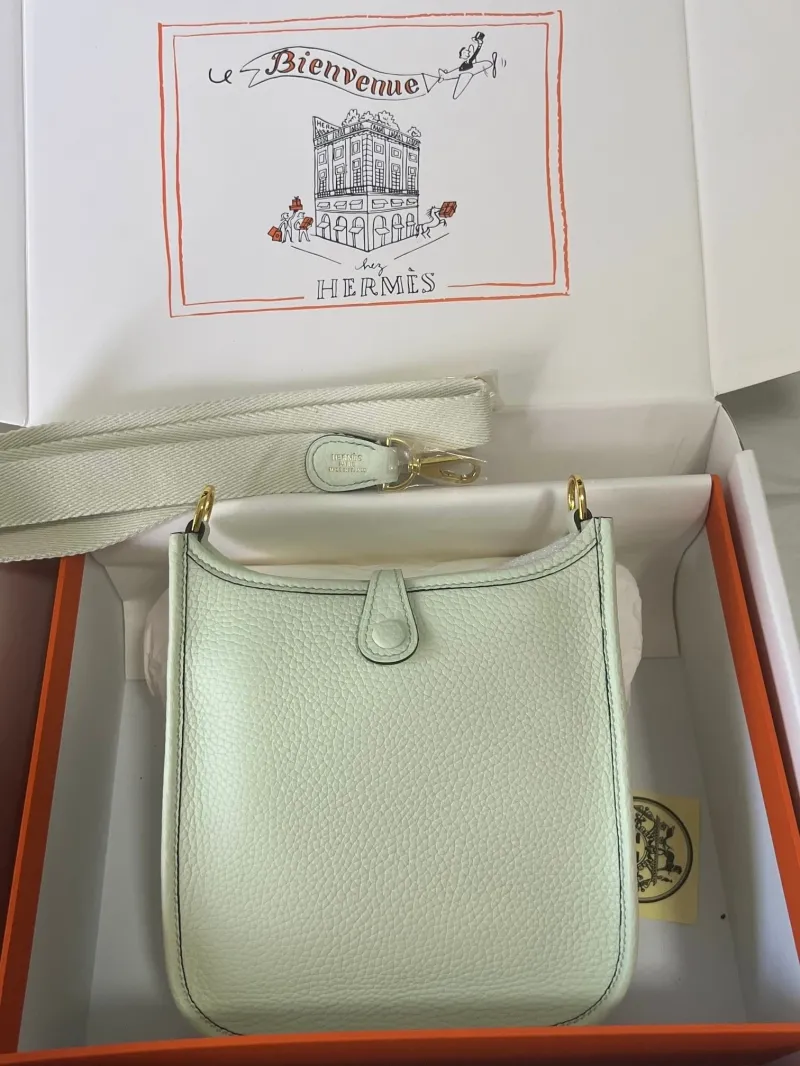 Alternative view of Hermes Light Mint Leather Crossbody Satchel Bag