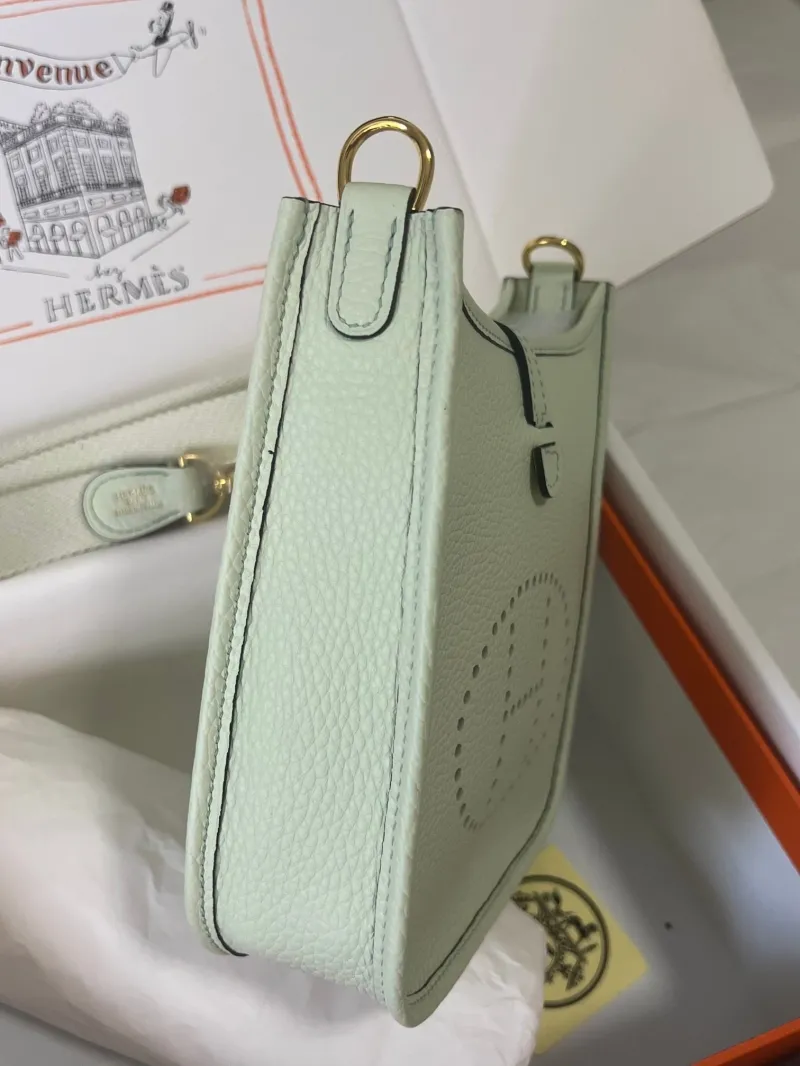 Hermes Light Mint Leather Crossbody Satchel Bag - Image 5