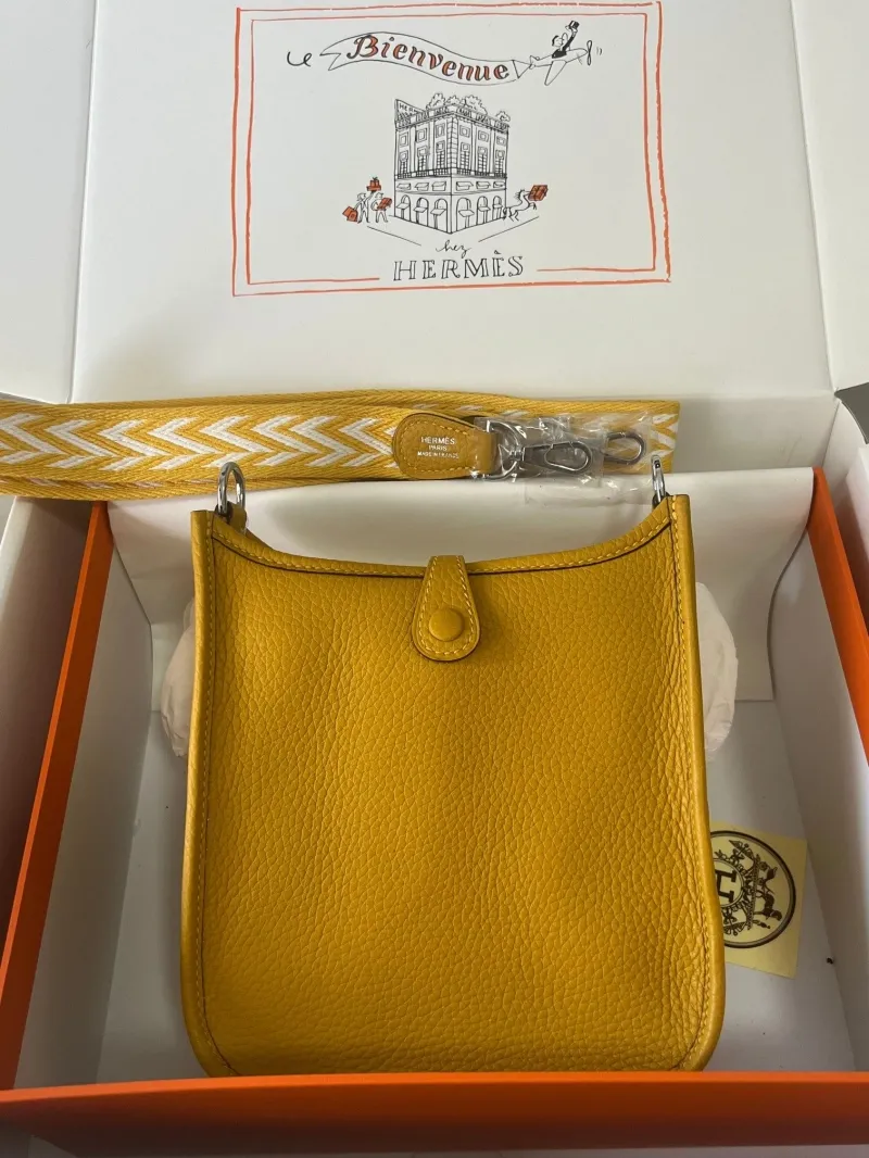 Alternative view of Hermes Yellow Leather Satchel Crossbody Bag