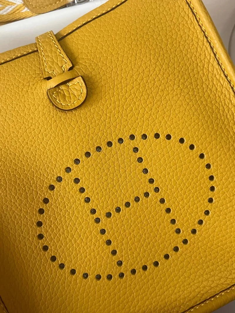 Hermes Yellow Leather Satchel Crossbody Bag - Image 4