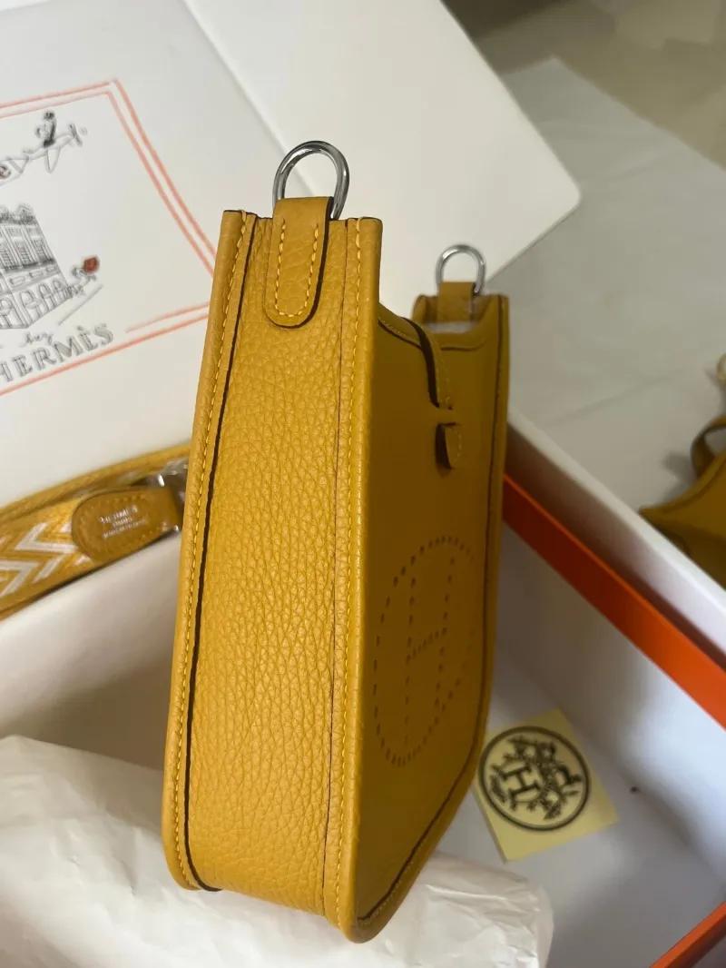Hermes Yellow Leather Satchel Crossbody Bag - Image 5