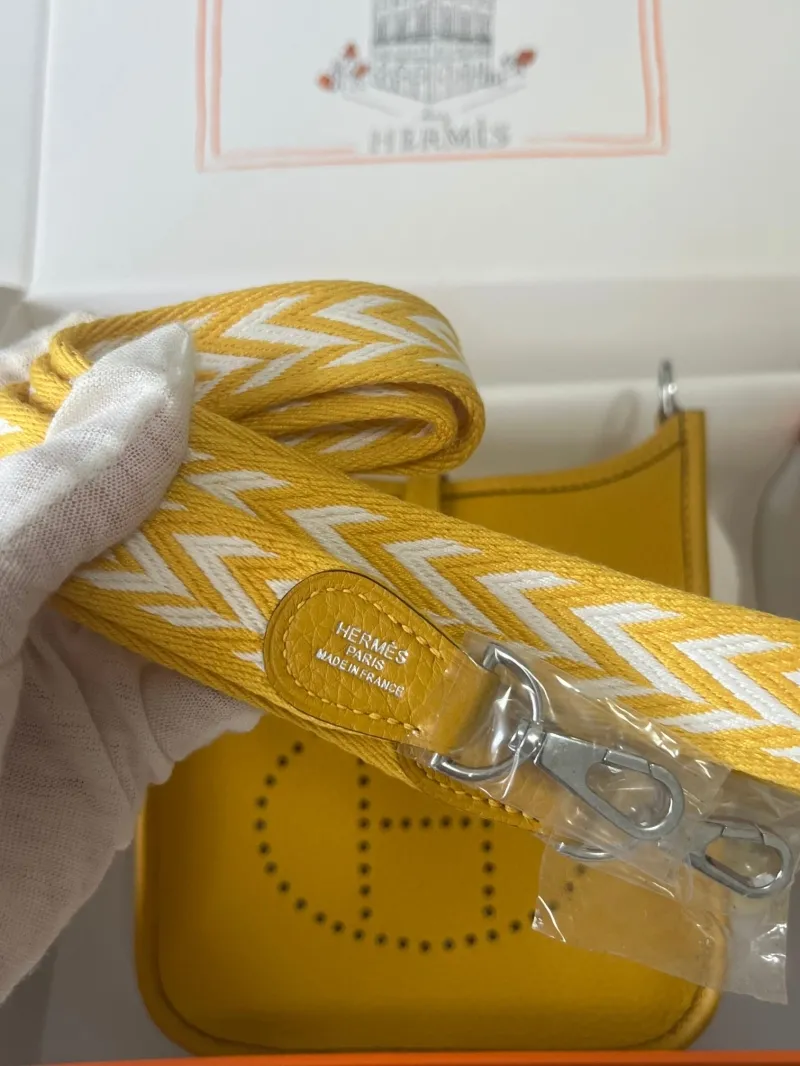 Hermes Yellow Leather Satchel Crossbody Bag - Image 8