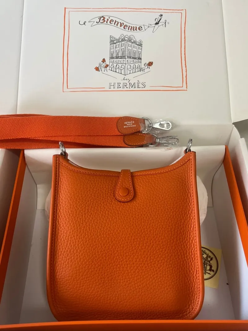 Alternative view of Hermes Orange Leather Crossbody Satchel Bag