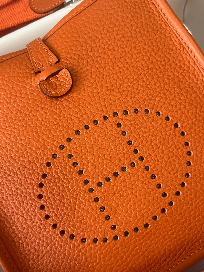 Hermes Orange Leather Crossbody Satchel Bag - Image 4