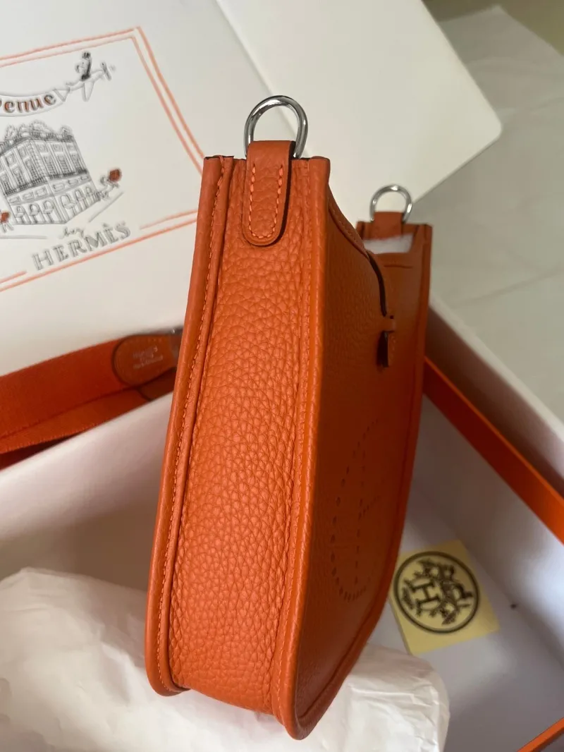 Hermes Orange Leather Crossbody Satchel Bag - Image 5