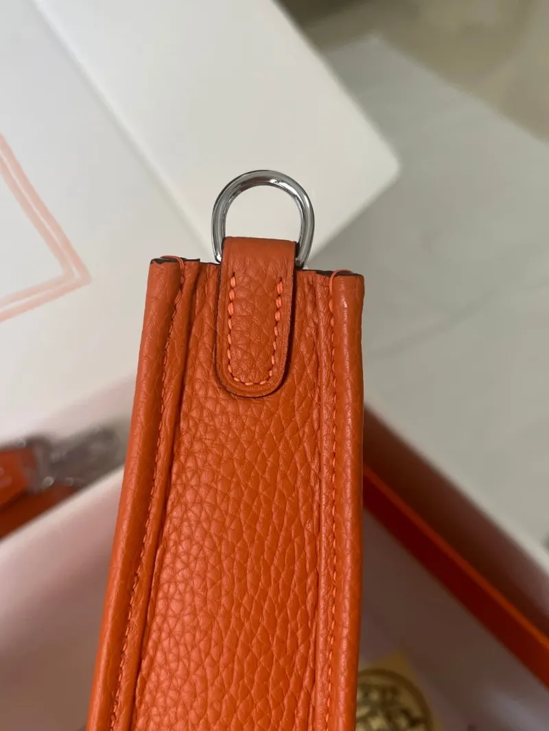 Hermes Orange Leather Crossbody Satchel Bag - Image 6