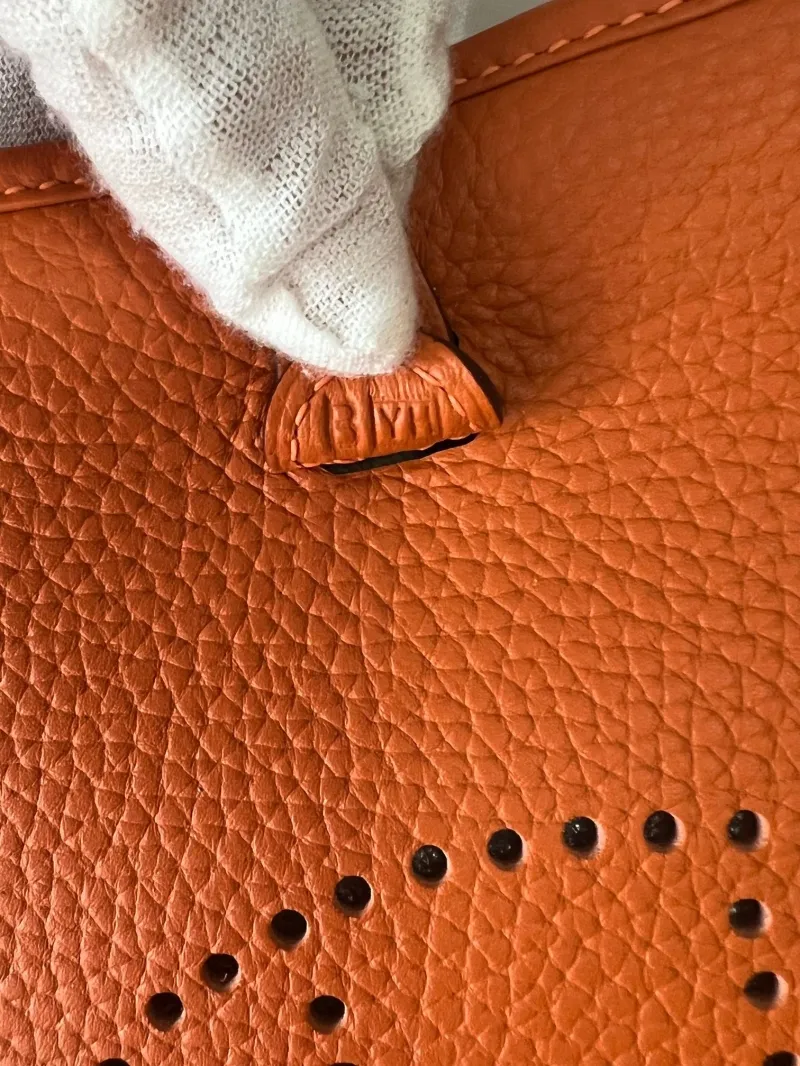 Hermes Orange Leather Crossbody Satchel Bag - Image 7