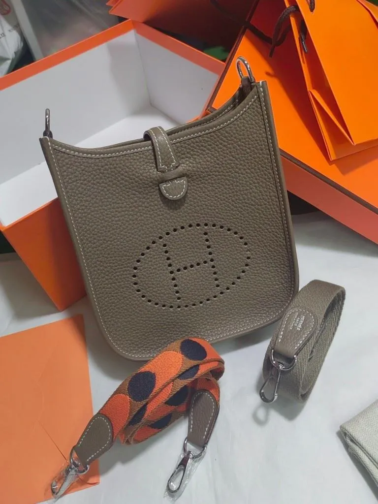 Hermes Taupe Leather Crossbody Satchel Bag 183