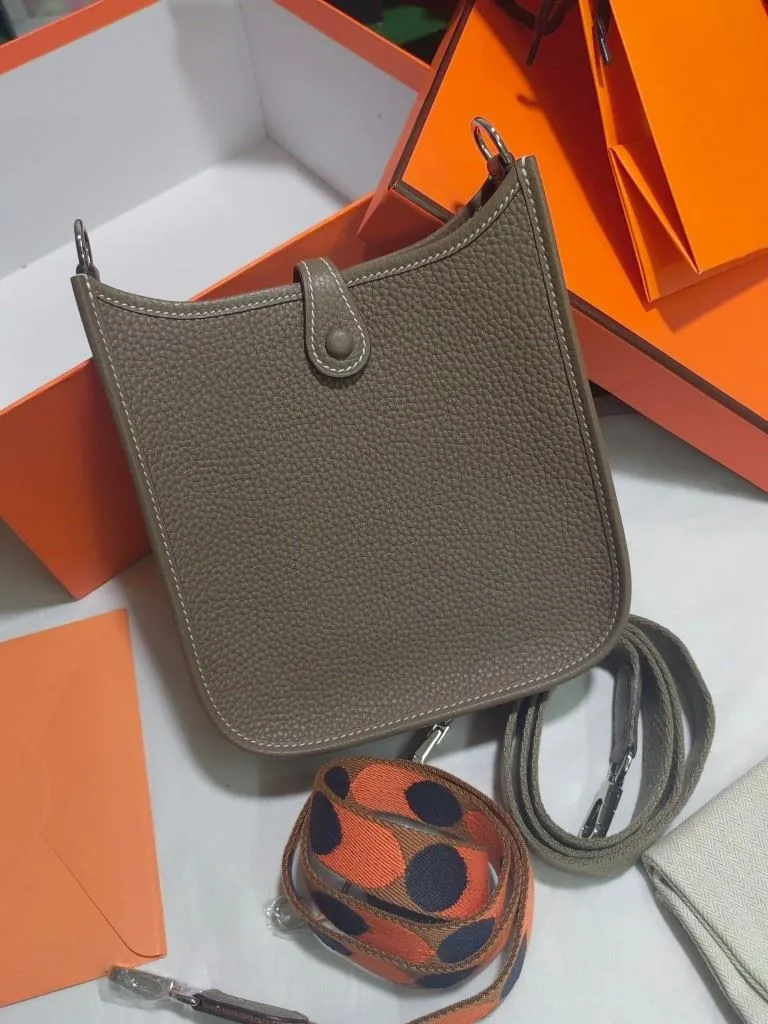 Alternative view of Hermes Taupe Leather Crossbody Satchel Bag 183