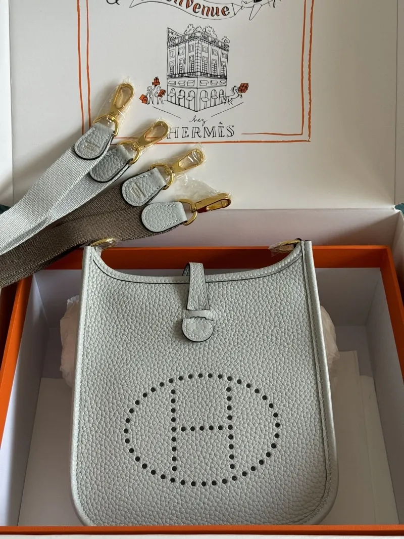 Hermes Light Gray Leather Satchel Bag 184
