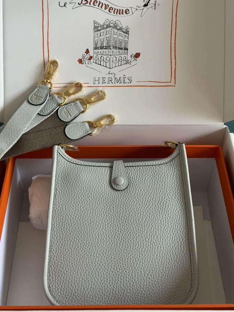 Alternative view of Hermes Light Gray Leather Satchel Bag 184