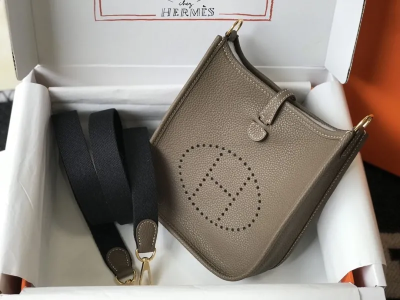 Hermes Taupe Leather Crossbody Satchel