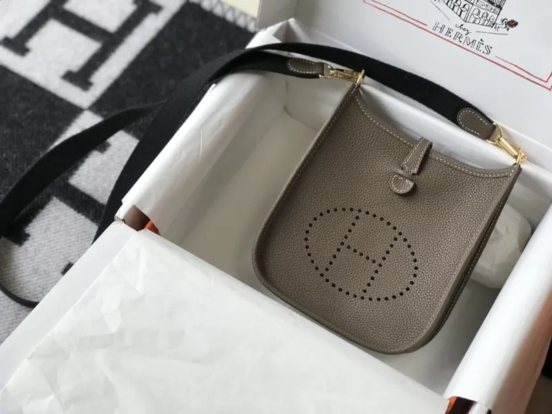 Alternative view of Hermes Taupe Leather Crossbody Satchel
