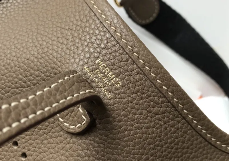 Hermes Taupe Leather Crossbody Satchel - Image 6
