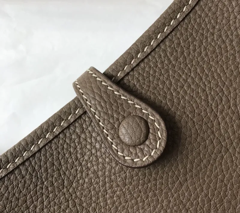 Hermes Taupe Leather Crossbody Satchel - Image 7