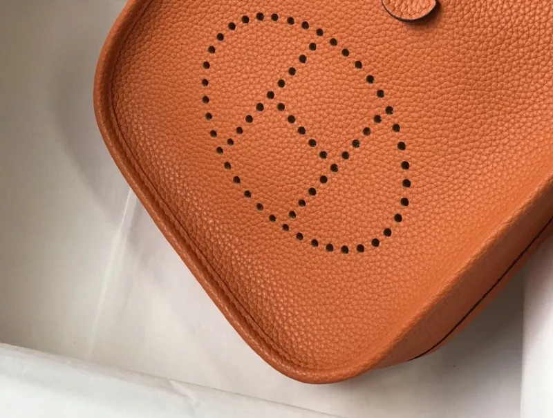Hermes Orange Leather Crossbody Satchel Bag - Image 4