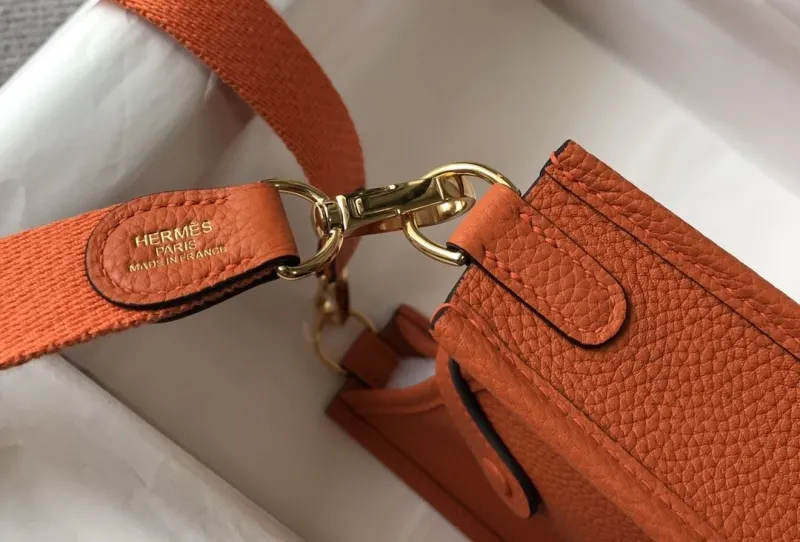 Hermes Orange Leather Crossbody Satchel Bag - Image 5