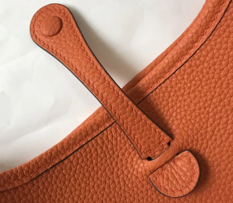 Hermes Orange Leather Crossbody Satchel Bag - Image 7