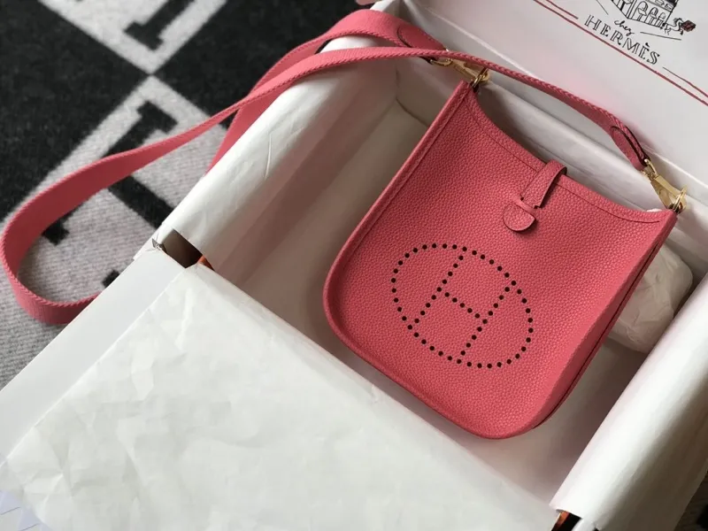 Alternative view of Hermes Pink Leather Satchel Crossbody Bag 190