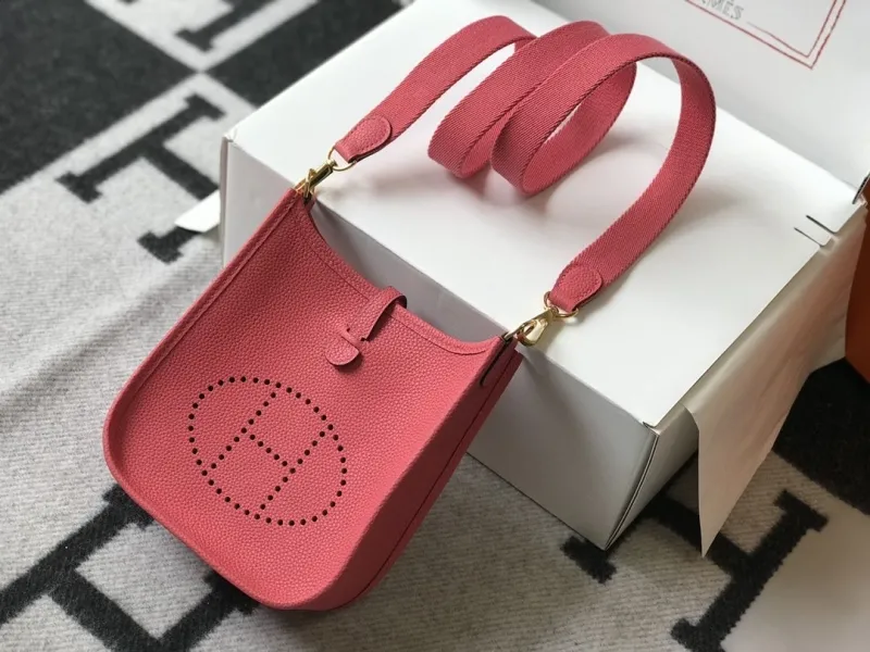 Hermes Pink Leather Satchel Crossbody Bag 190 - Image 9
