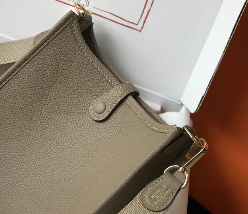 Hermes Taupe Leather Crossbody Satchel Bag - Image 7