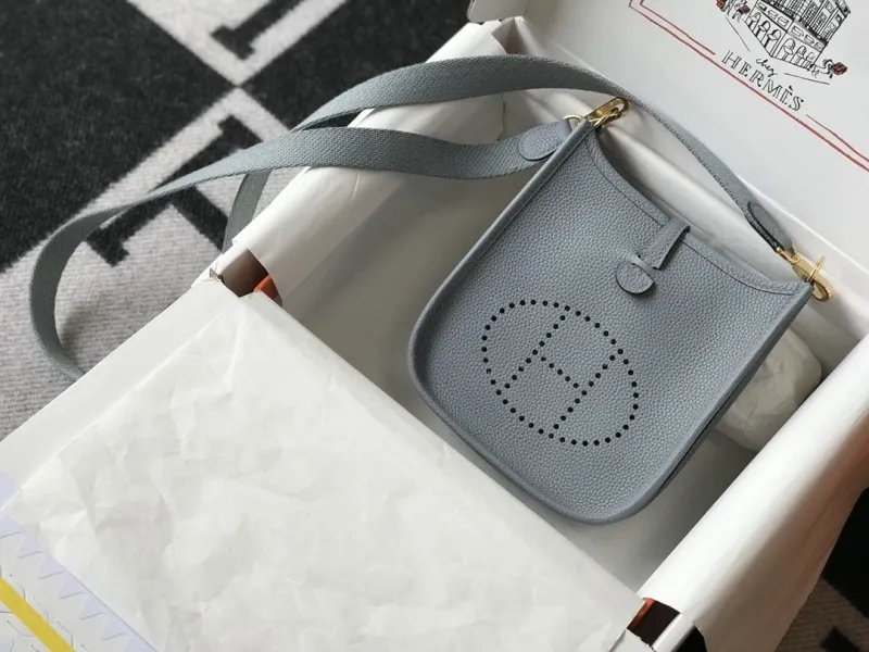 Alternative view of Hermes Gray Leather Crossbody Satchel Bag