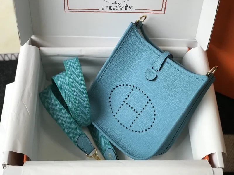Hermes Light Blue Crossbody Satchel Bag