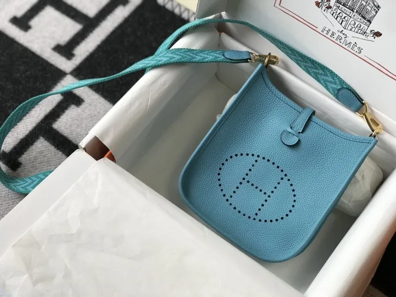 Alternative view of Hermes Light Blue Crossbody Satchel Bag