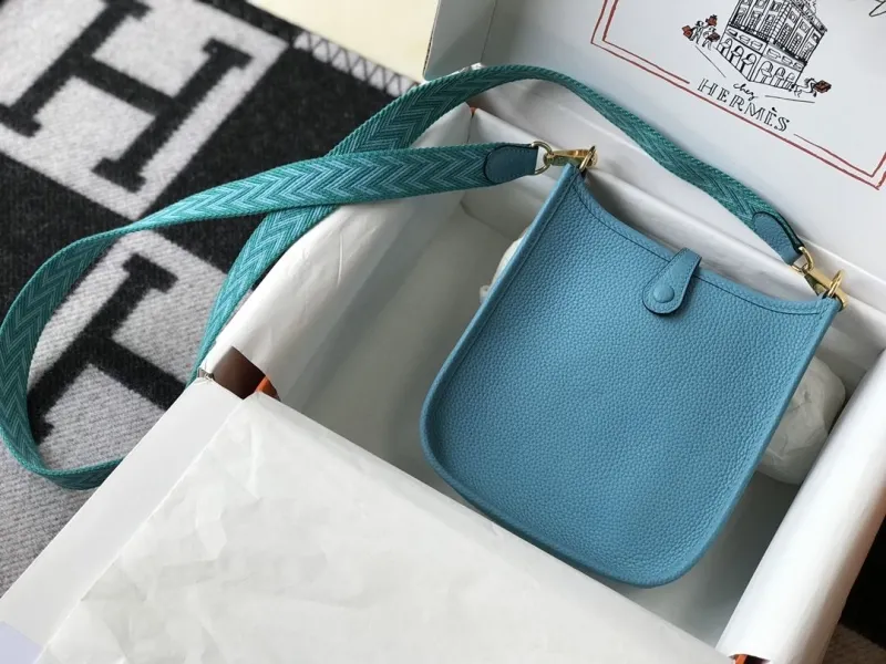 Hermes Light Blue Crossbody Satchel Bag - Image 3