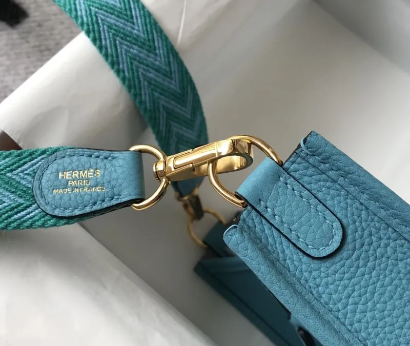 Hermes Light Blue Crossbody Satchel Bag - Image 5