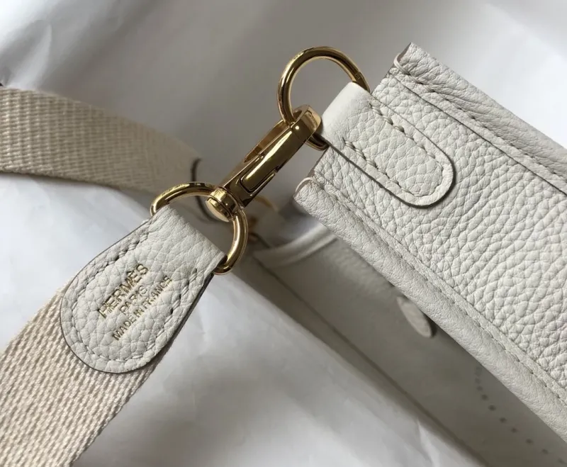 Hermes Cream White Leather Crossbody Satchel Bag - Image 5