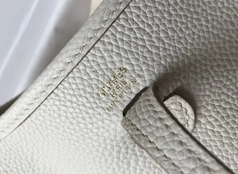 Hermes Cream White Leather Crossbody Satchel Bag - Image 6